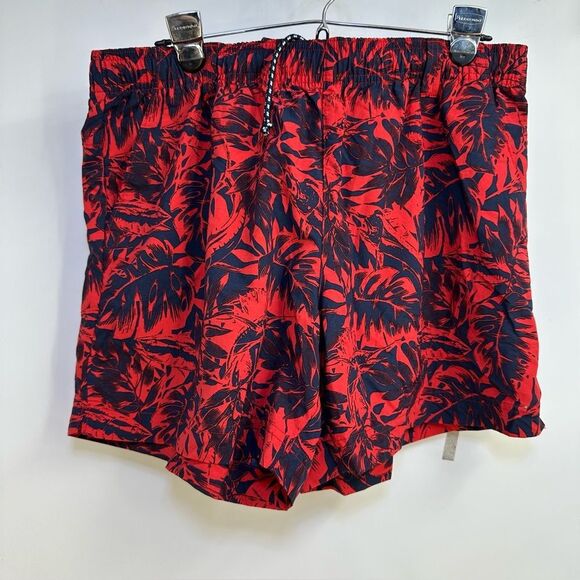 Columbia Mens' Size L Red and Navy Print Drawstring and Elastic Waist Shorts - Picture 1 of 9